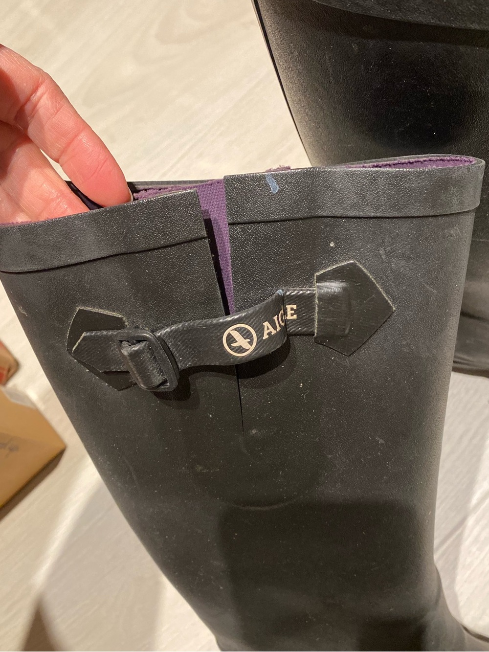 Aigle Aigleton F3 Hunting rain boot black and purple